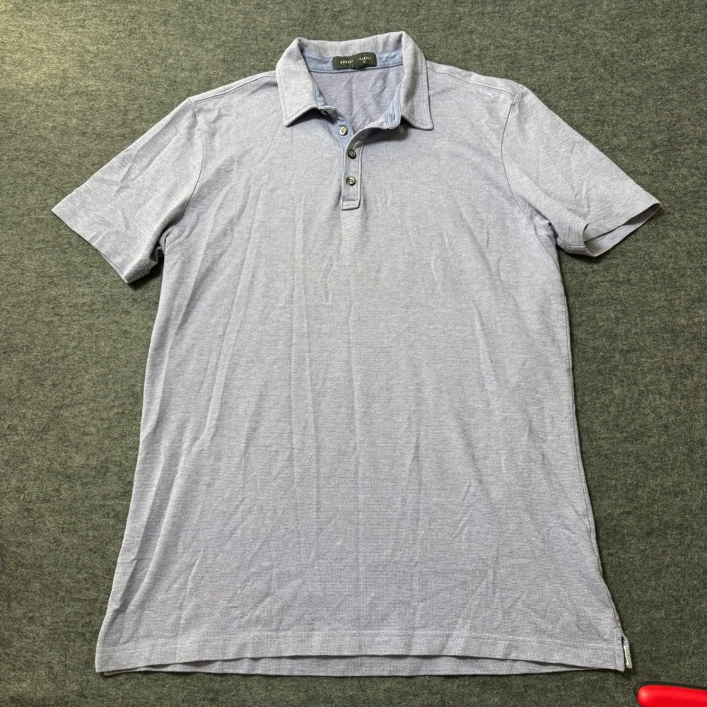 Robert Barakett Mens Blue 100% Cotton Short Sleeve Polo Shirt Size L